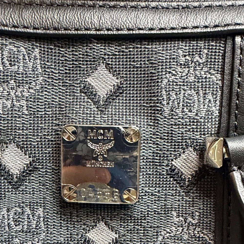 NWT MCM Black Denim Visetos Monogram Boston Bag